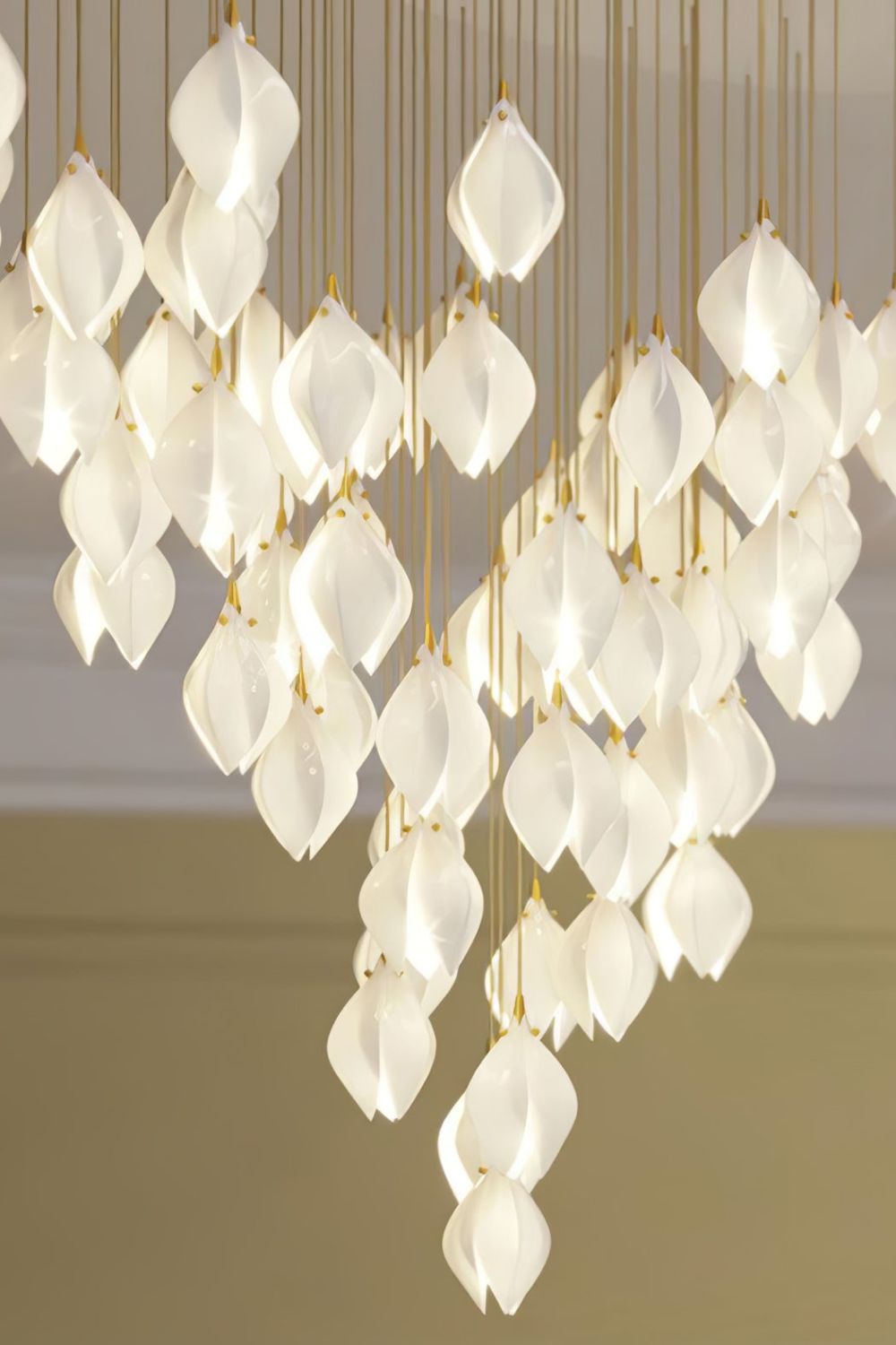 Gold Stem Ceramic Flower Chandelier - view 10 | vexalamps