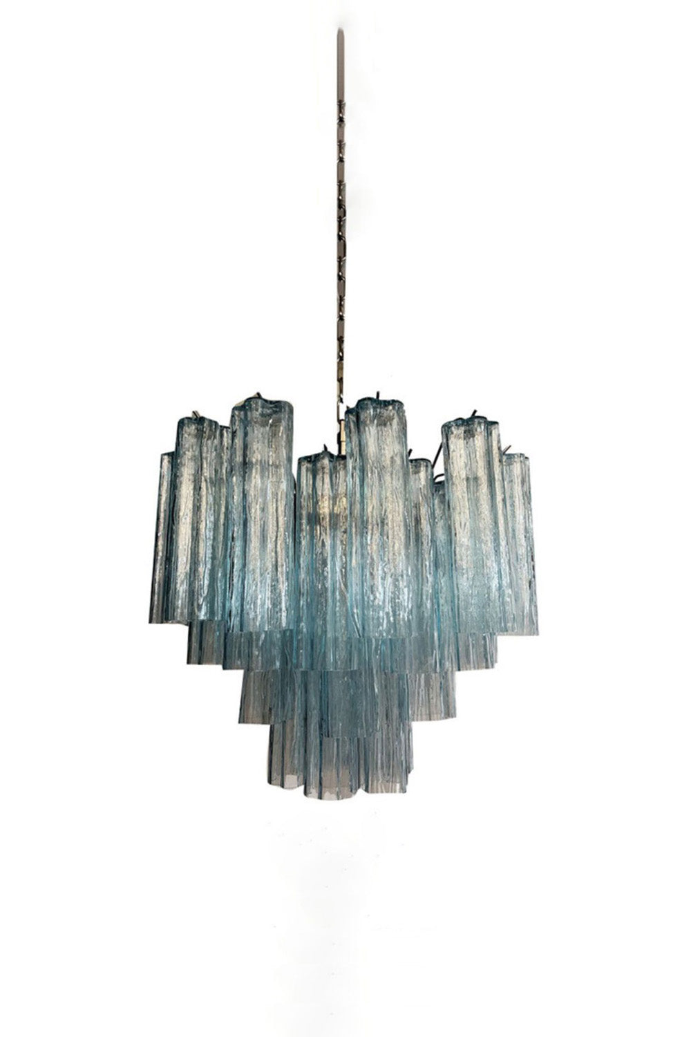 1990s Art blue glass tube chandelier | vexalamps