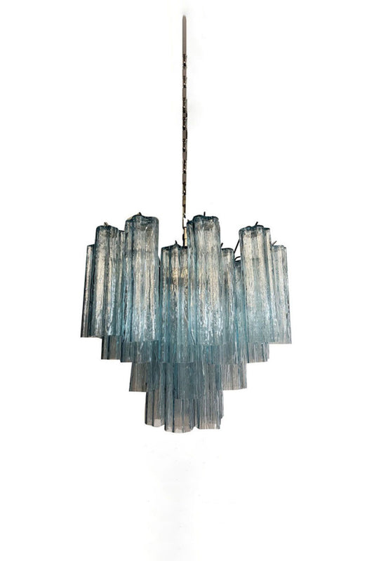 1990s Art blue glass tube chandelier | vexalamps