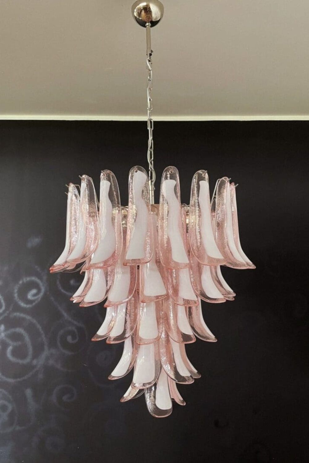 Art Blush Pink Glass Petal Chandelier - view 5 | vexalamps