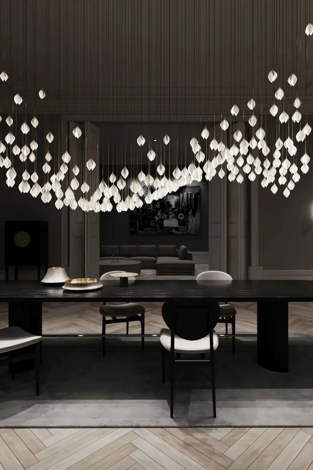 Gold Stem Ceramic Flower Chandelier - view 14 | vexalamps