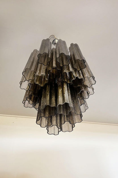 Vintage Smoked Glass Tube Chandelier - view 14 | vexalamps