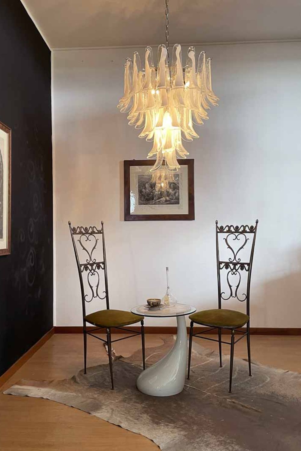 Clear Art Glass Petal Chandelier - view 2 | vexalamps