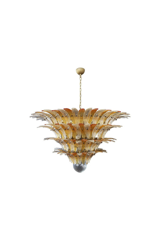 Amber and Clear Art Glass Palmette Chandelier | vexalamps