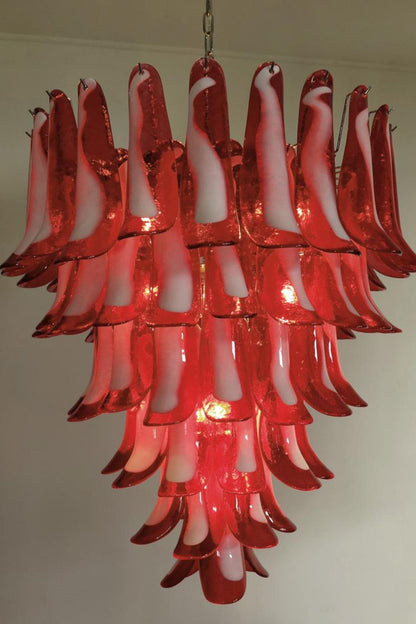 Mid-Century Red Art Glass Petal Chandelier - view 9 | vexalamps