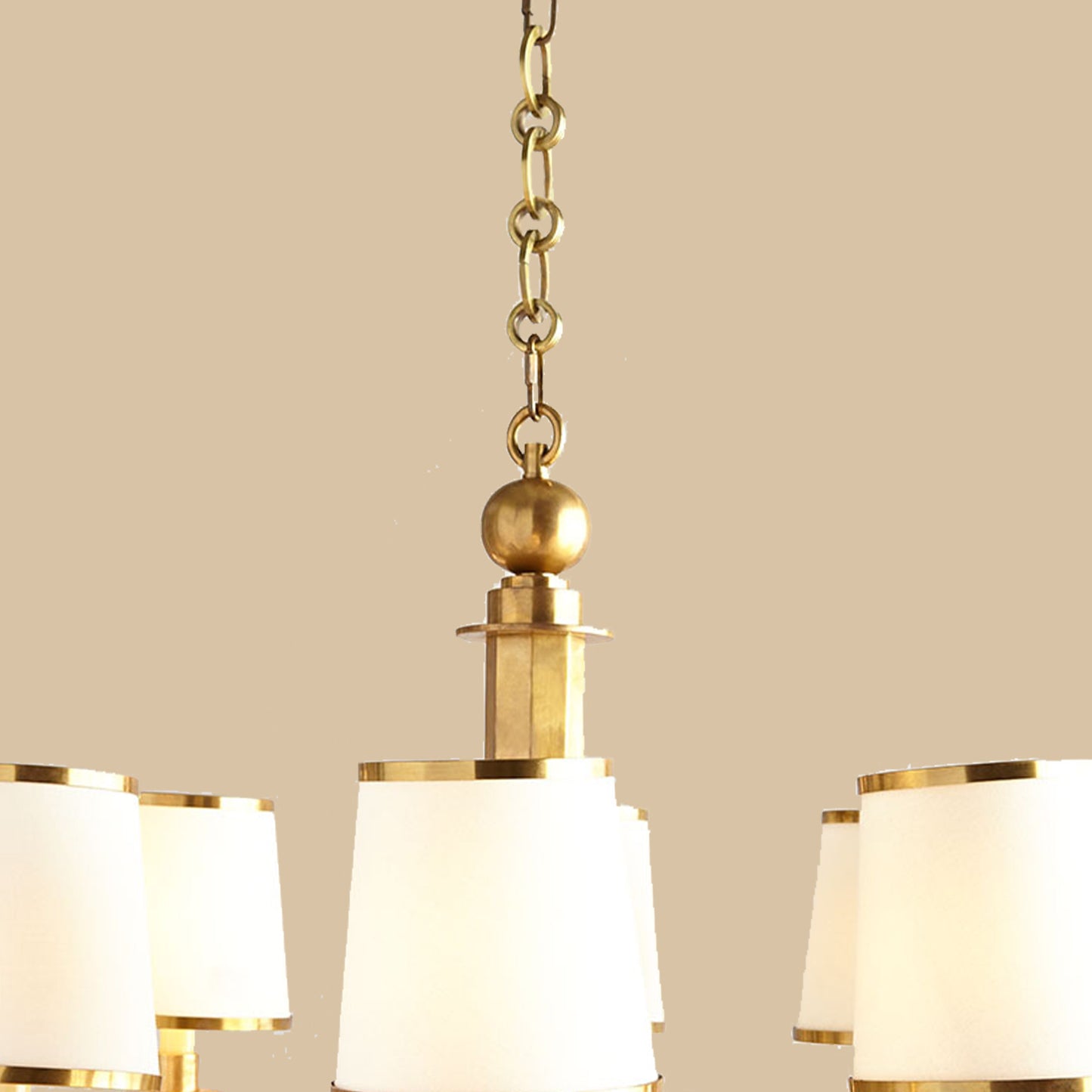Modern Brass Fabric Shade Chandelier