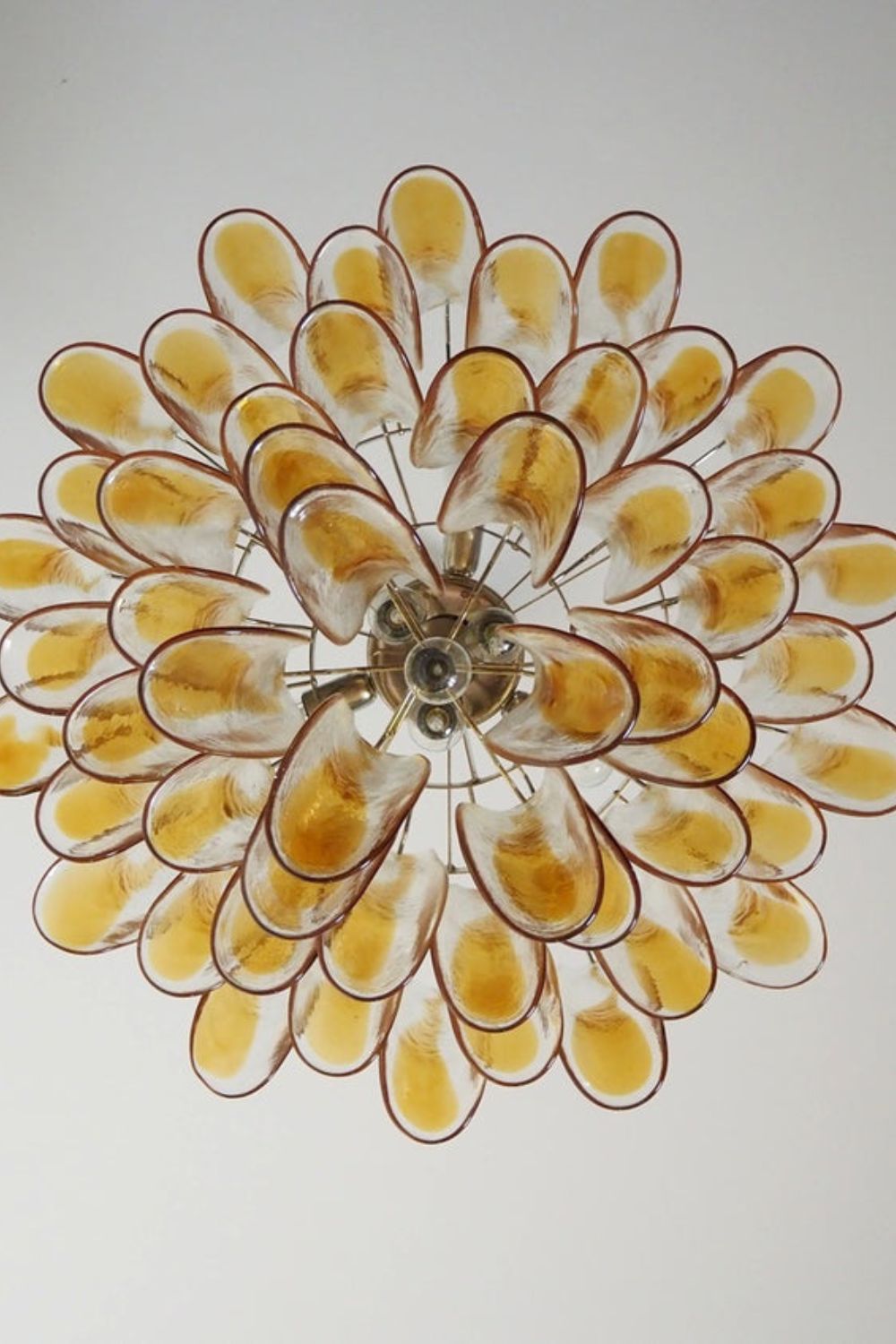 Mazzega Amber Glass Petal Chandelier - view 14 | vexalamps