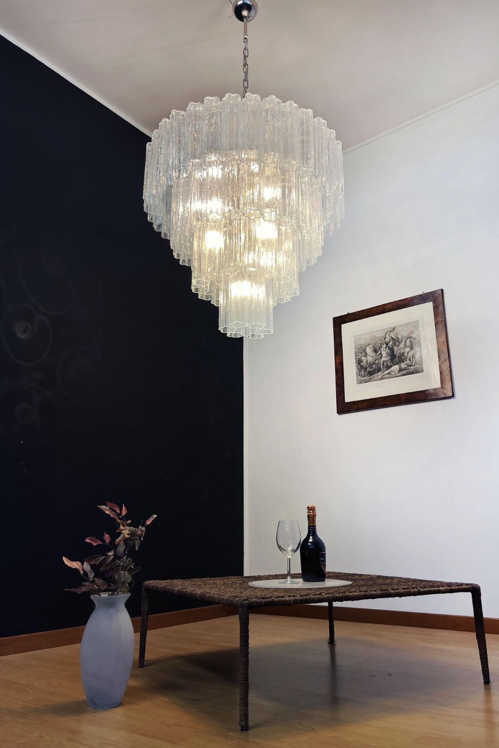 Art clear glass tiered chandelier - view 5 | vexalamps