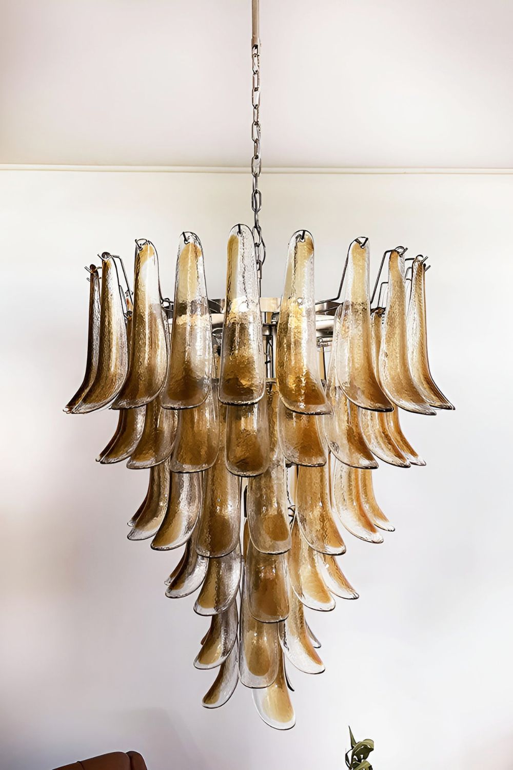 Amber Art Glass Petal Cascade Chandelier - view 9 | vexalamps