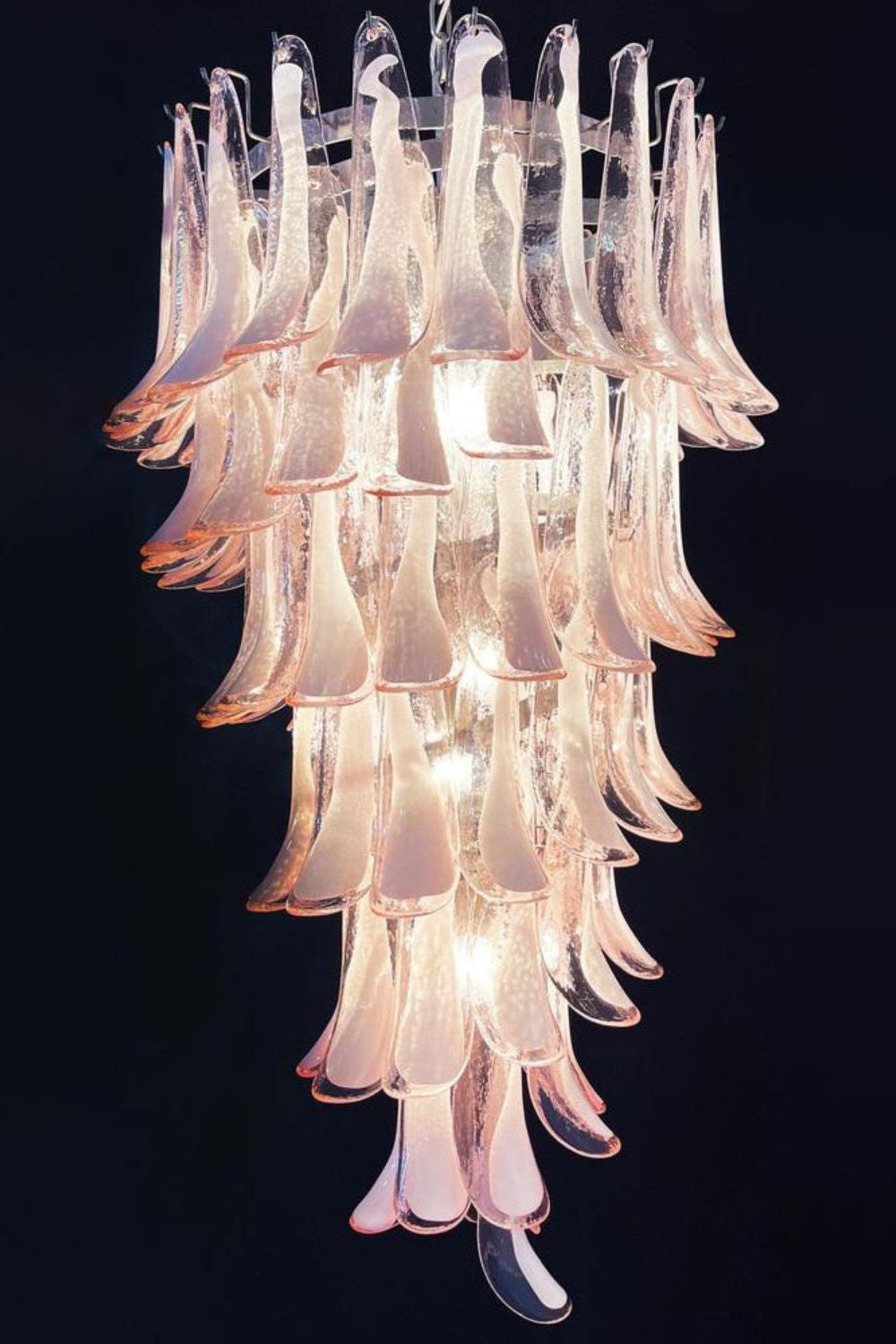 Italian Vintage Pink Spiral Art Chandelier - view 3 | vexalamps