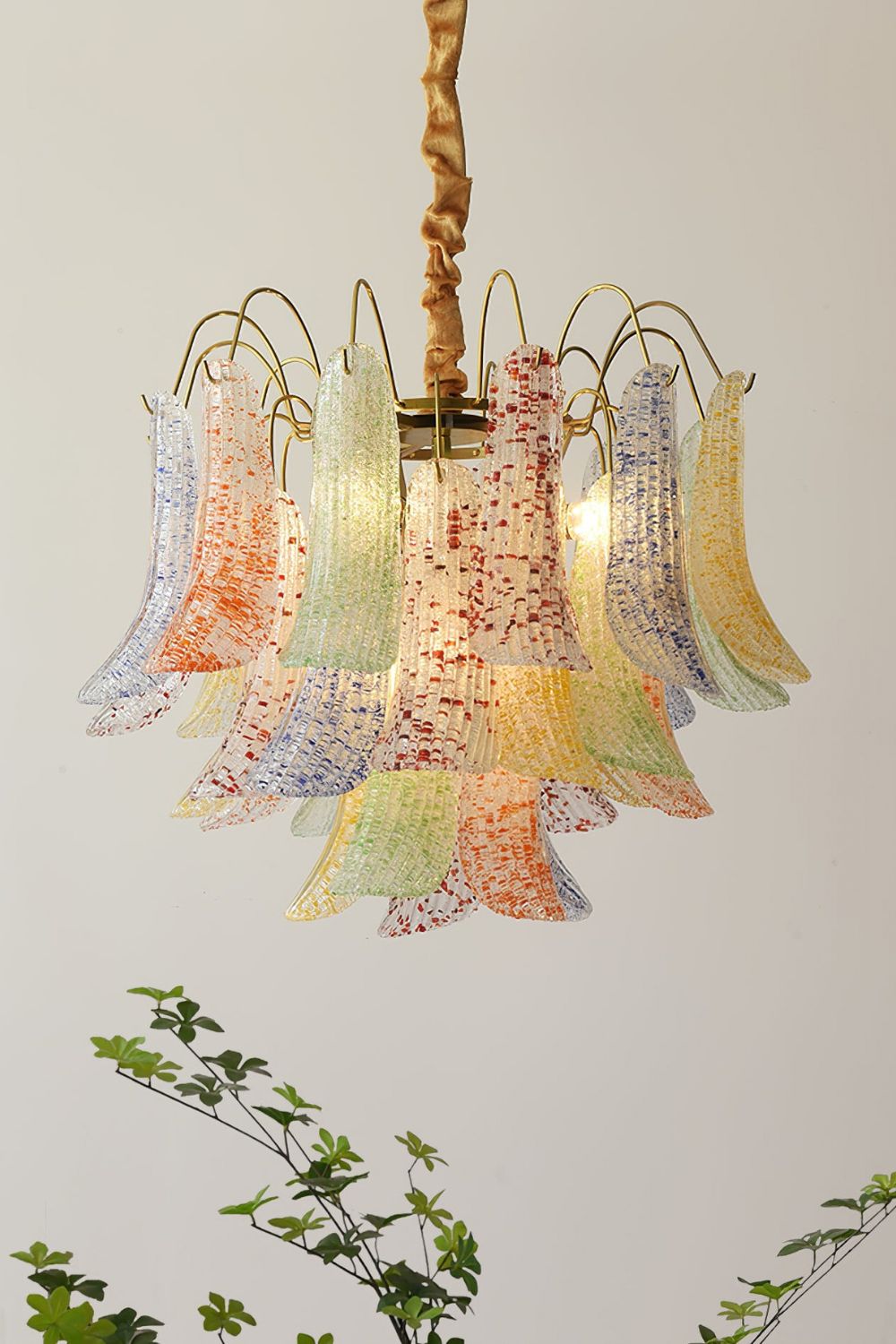 Mazzega Art Petal Stained Glass Chandelier - view 2 | vexalamps