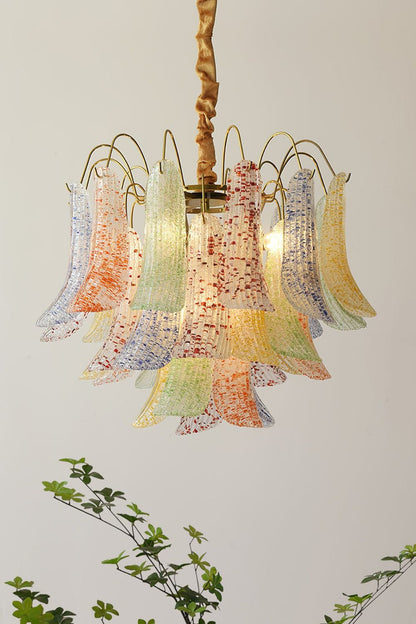 Mazzega Art Petal Stained Glass Chandelier - view 2 | vexalamps