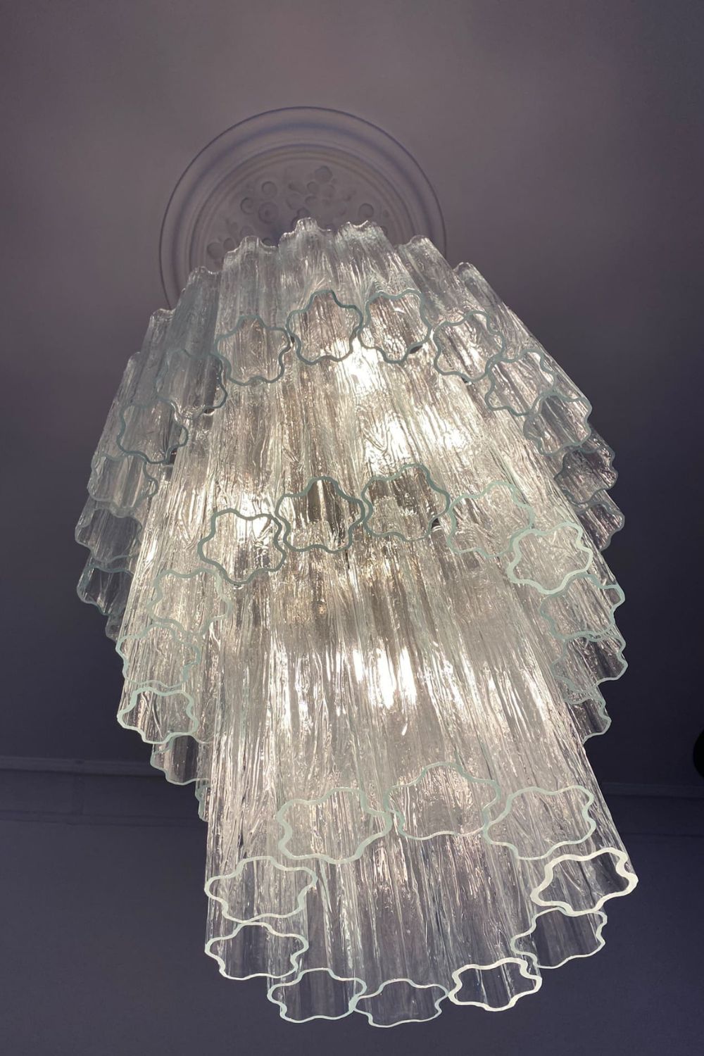 52-Tube Clear Art Glass Chandelier - view 8 | vexalamps