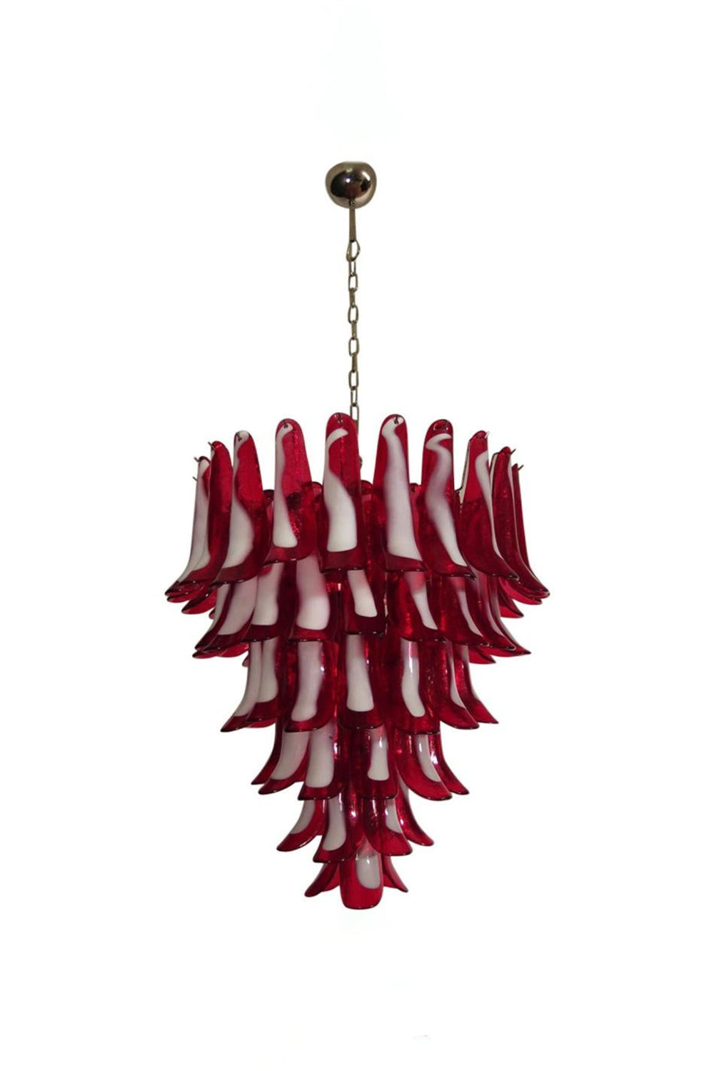 Mid-Century Red Art Glass Petal Chandelier | vexalamps