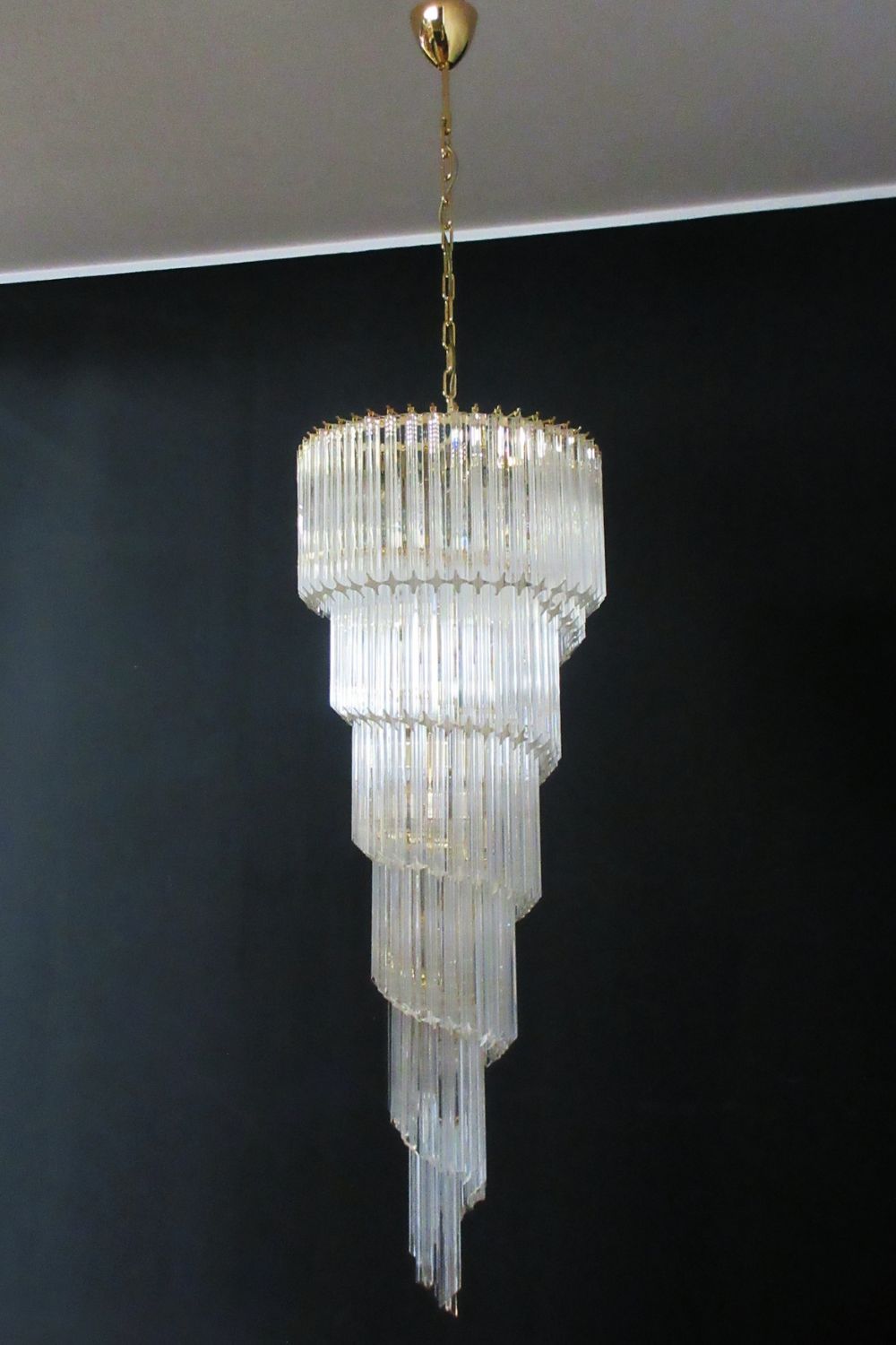 Art Style Spiral Glass Chandelier - view 7 | vexalamps