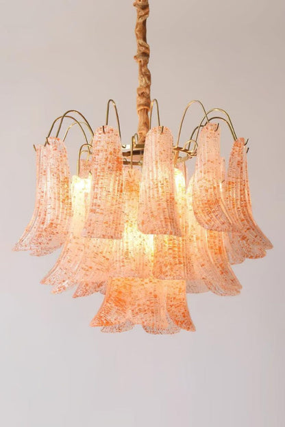 Mazzega Art Petal Stained Glass Chandelier - view 3 | vexalamps