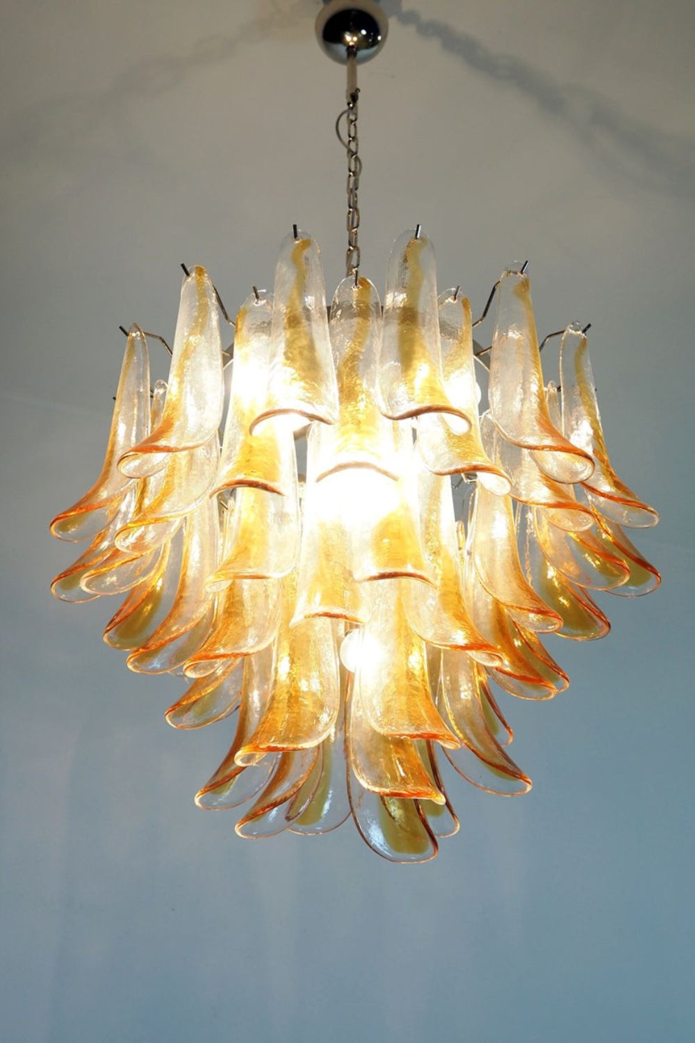 Mazzega Amber Glass Petal Chandelier - view 3 | vexalamps