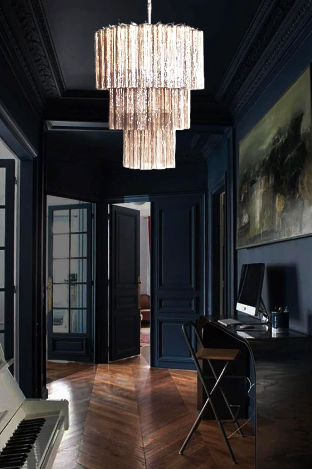 Art Smoked Glass Tube Chandelier - view 4 | vexalamps