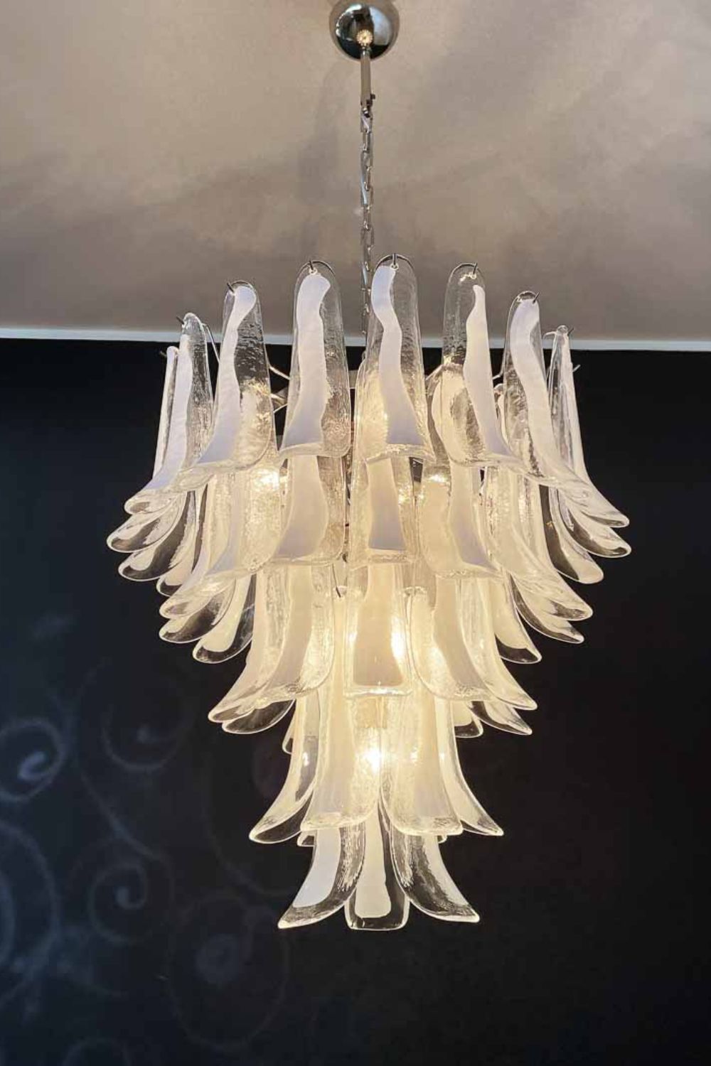 Clear Art Glass Petal Chandelier - view 3 | vexalamps