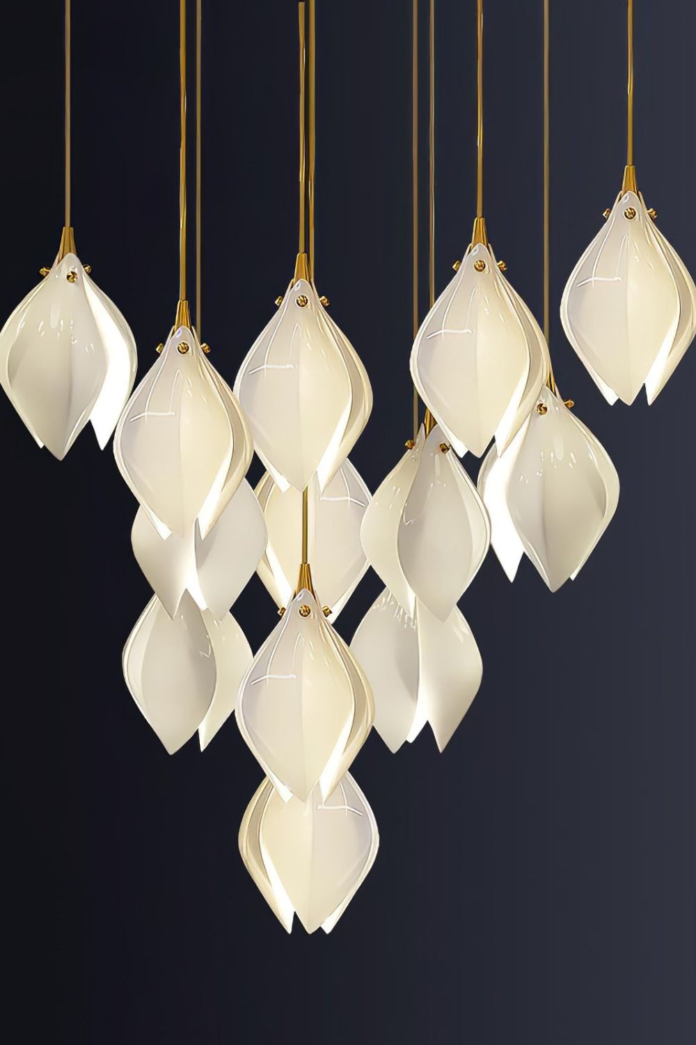Gold Stem Ceramic Flower Chandelier - view 19 | vexalamps