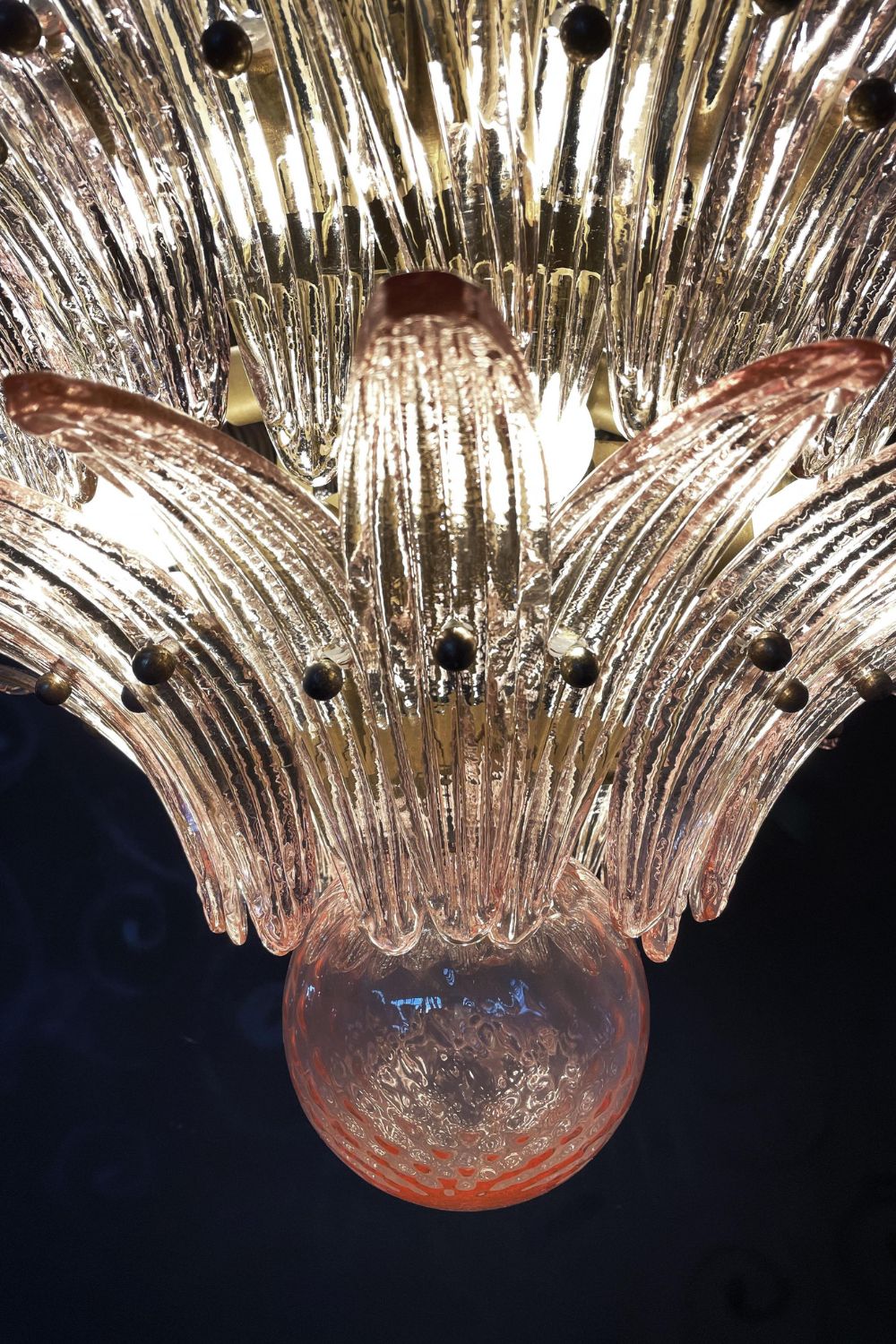 Art Four-tier pink glass palm leaf chandelier - view 13 | vexalamps