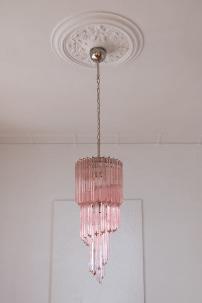 Pink Art Glass Prism Spiral Chandelier - view 3 | vexalamps