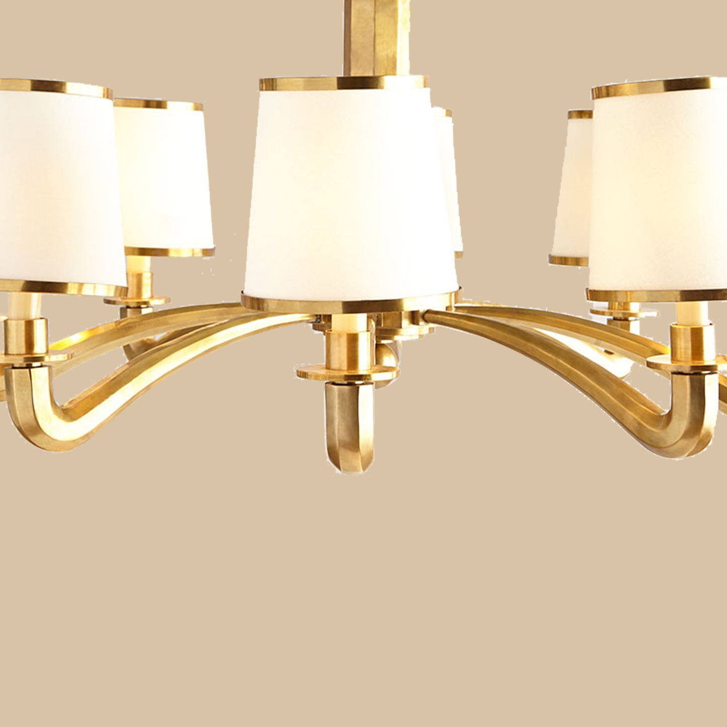 Modern Brass Fabric Shade Chandelier