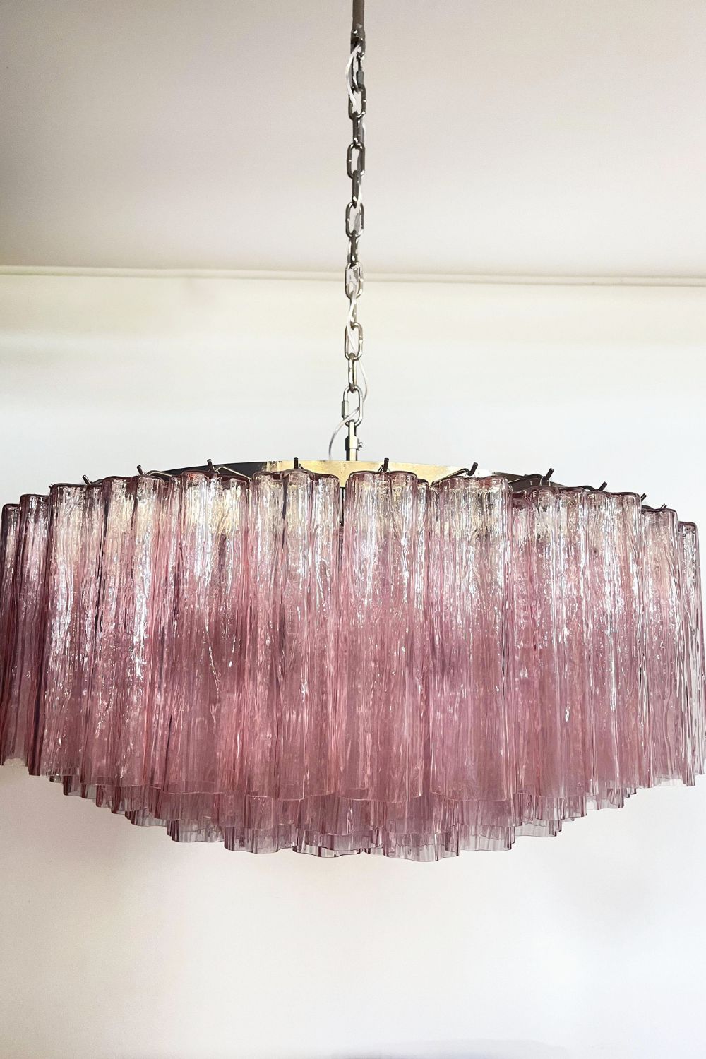 Pink Art Glass Tube Chandelier - view 11 | vexalamps