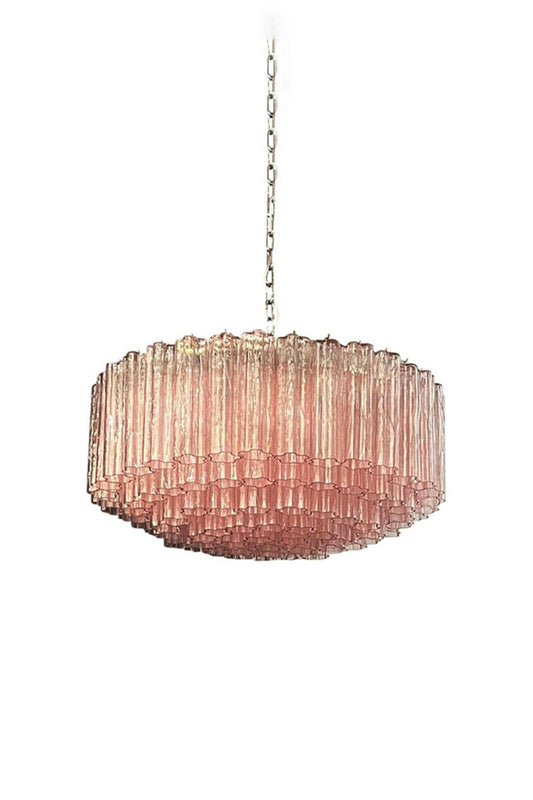 Pink Art Glass Tube Chandelier | vexalamps