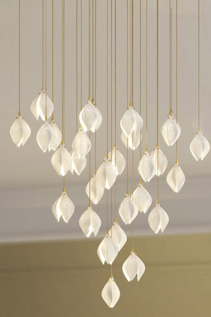 Gold Stem Ceramic Flower Chandelier - view 6 | vexalamps