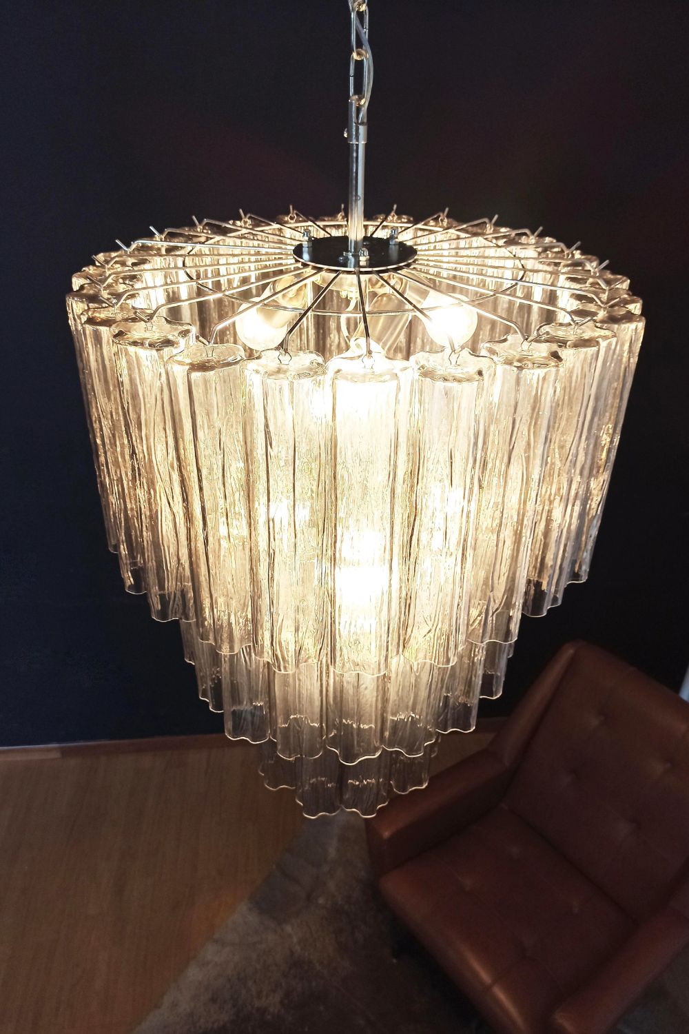 Art Smoked Glass Tube Chandelier - view 9 | vexalamps