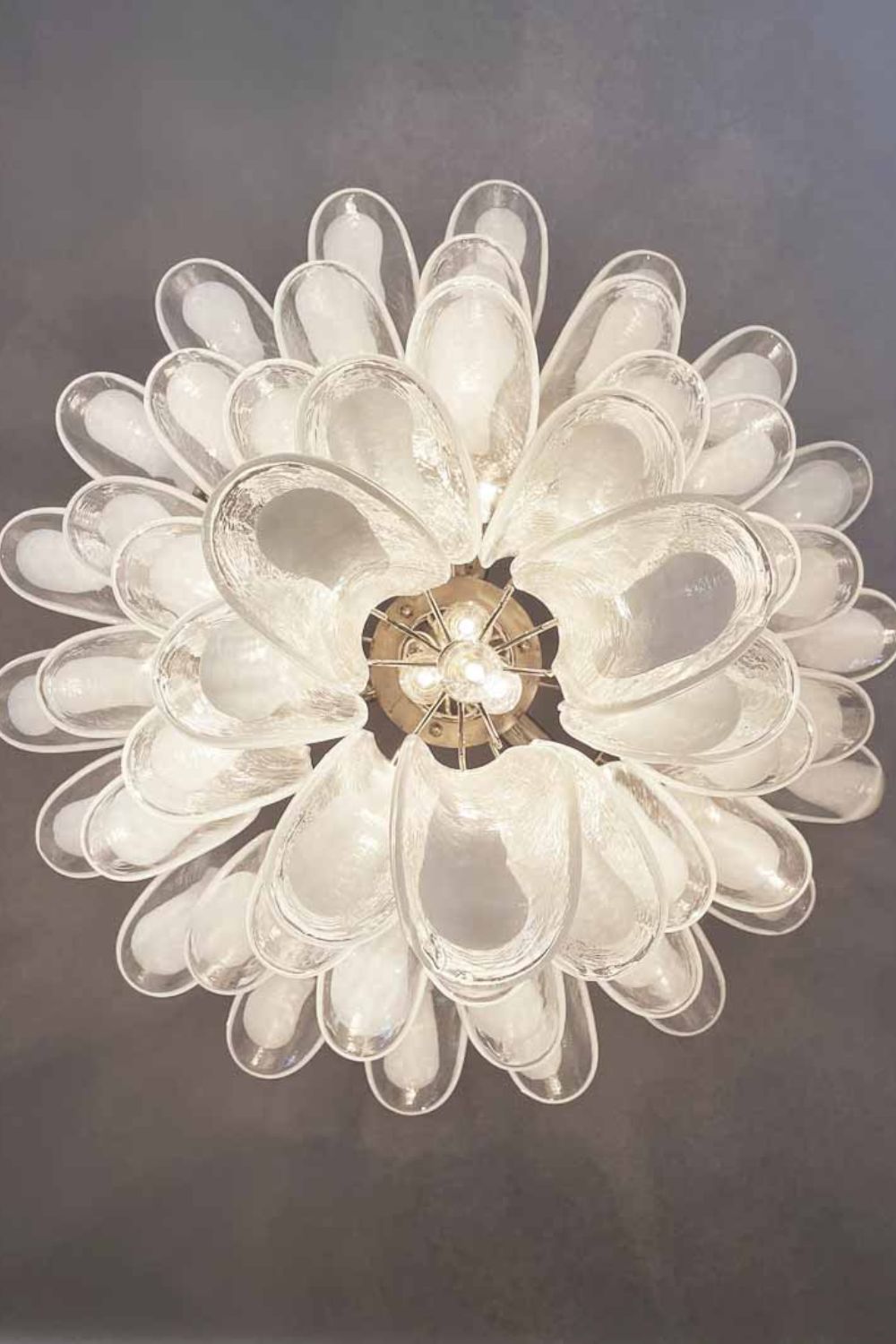 Clear Art Glass Petal Chandelier - view 4 | vexalamps