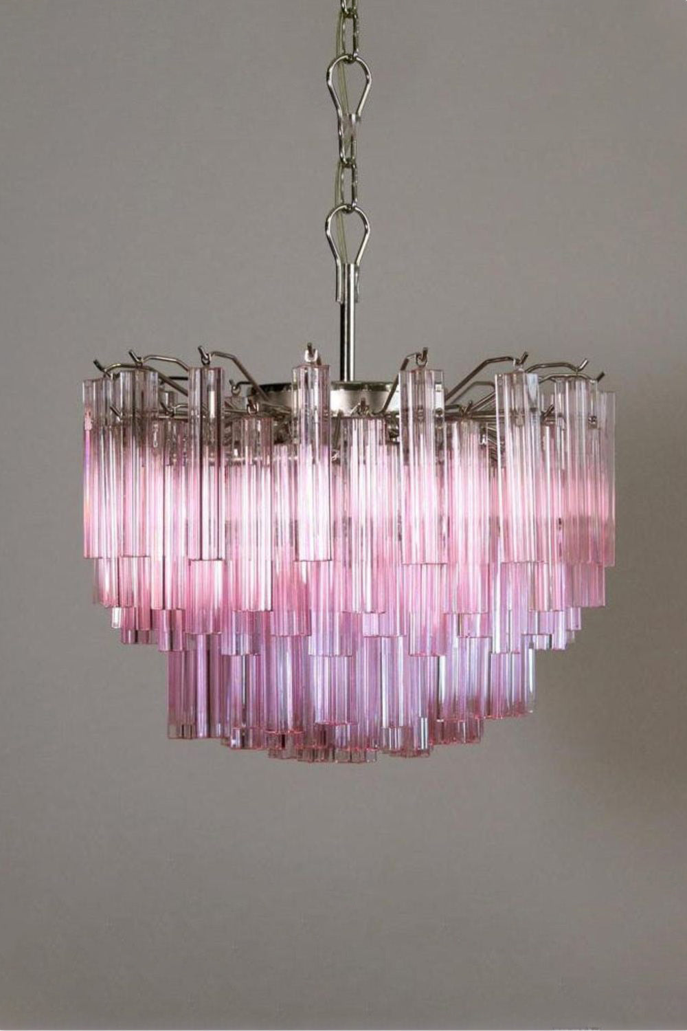 Venetian Pink Crystal Tube Art Chandelier - view 8 | vexalamps