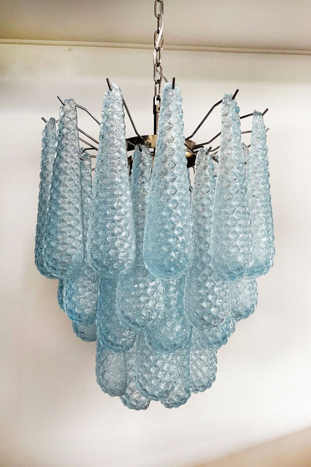Vintage Italian Blue Art Teardrop Chandelier - view 10 | vexalamps