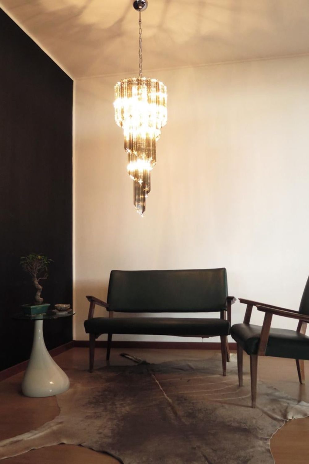 1983 Smoked Glass Prism Chandelier - view 2 | vexalamps