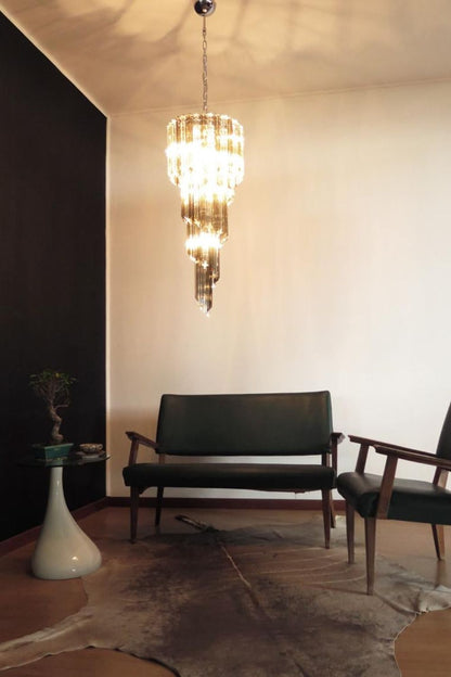 1983 Smoked Glass Prism Chandelier - view 2 | vexalamps
