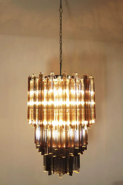 Smoked and Clear Art Glass Prism Chandelier - view 5 | vexalamps