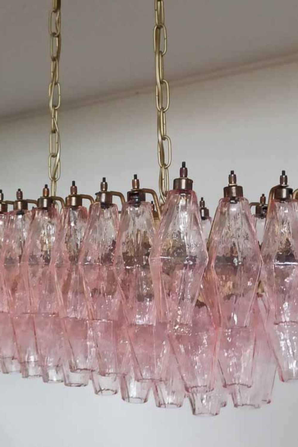 Art Poliedri Pink Glass Chandelier - view 6 | vexalamps