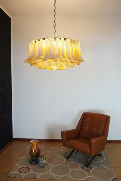 Amber Art Glass Petal Chandelier - view 2 | vexalamps