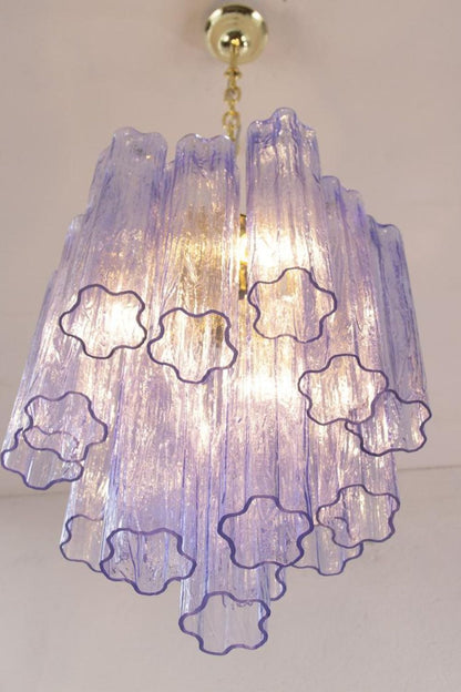 Vintage Art Blue-Purple Glass Tube Chandelier - view 5 | vexalamps