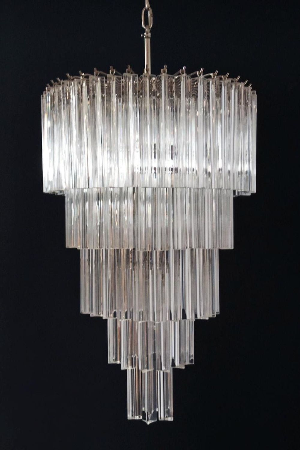 Transparent Art Glass Prism Tiered Chandelier - view 6 | vexalamps