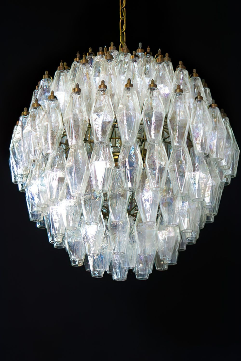 spherical Clear Art Polyhedron Glass Chandelier - view 6 | vexalamps
