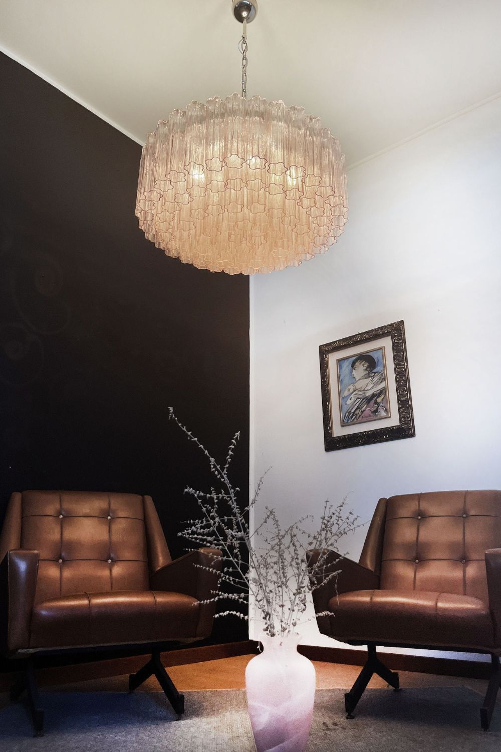 Pink Art Glass Tube Chandelier - view 4 | vexalamps
