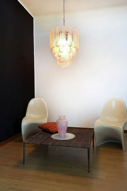 Pink Art Glass Teardrop Chandelier - view 2 | vexalamps