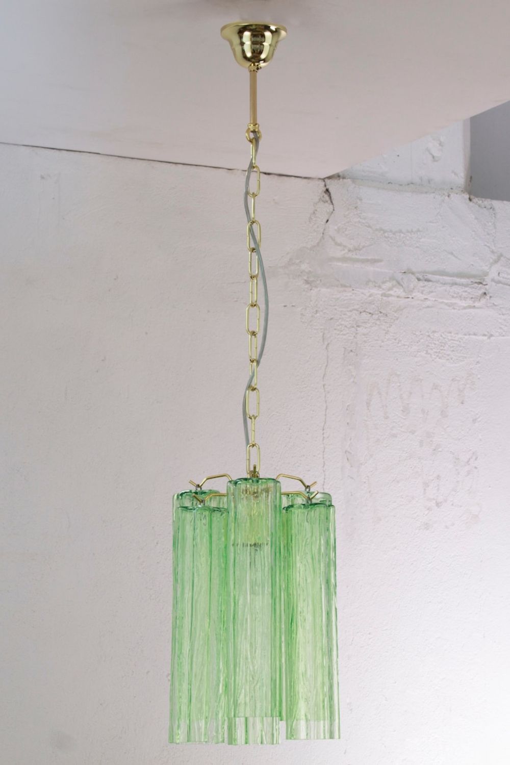 Italian Green Glass Tube Chandelier - view 5 | vexalamps