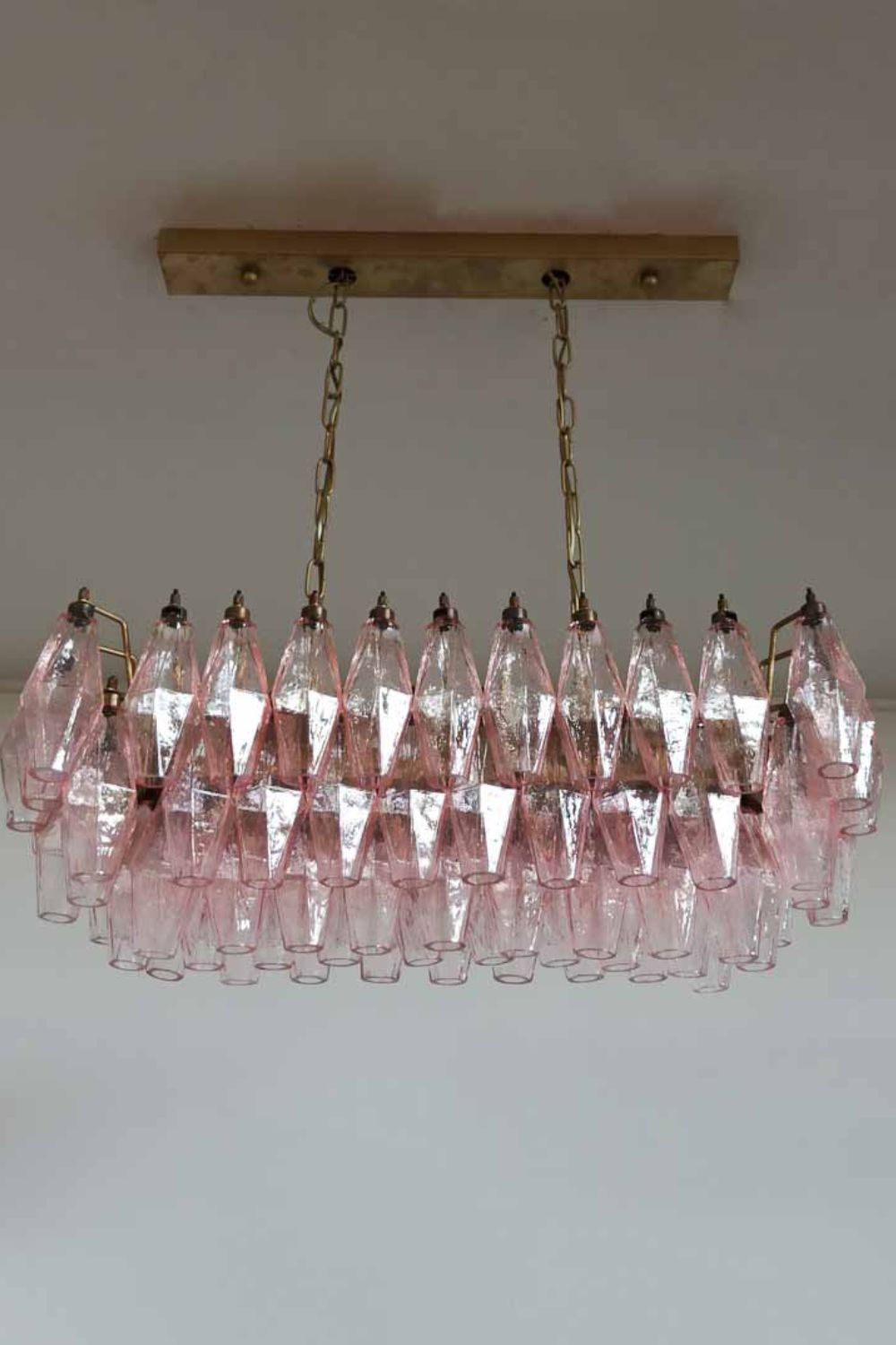 Art Poliedri Pink Glass Chandelier - view 5 | vexalamps
