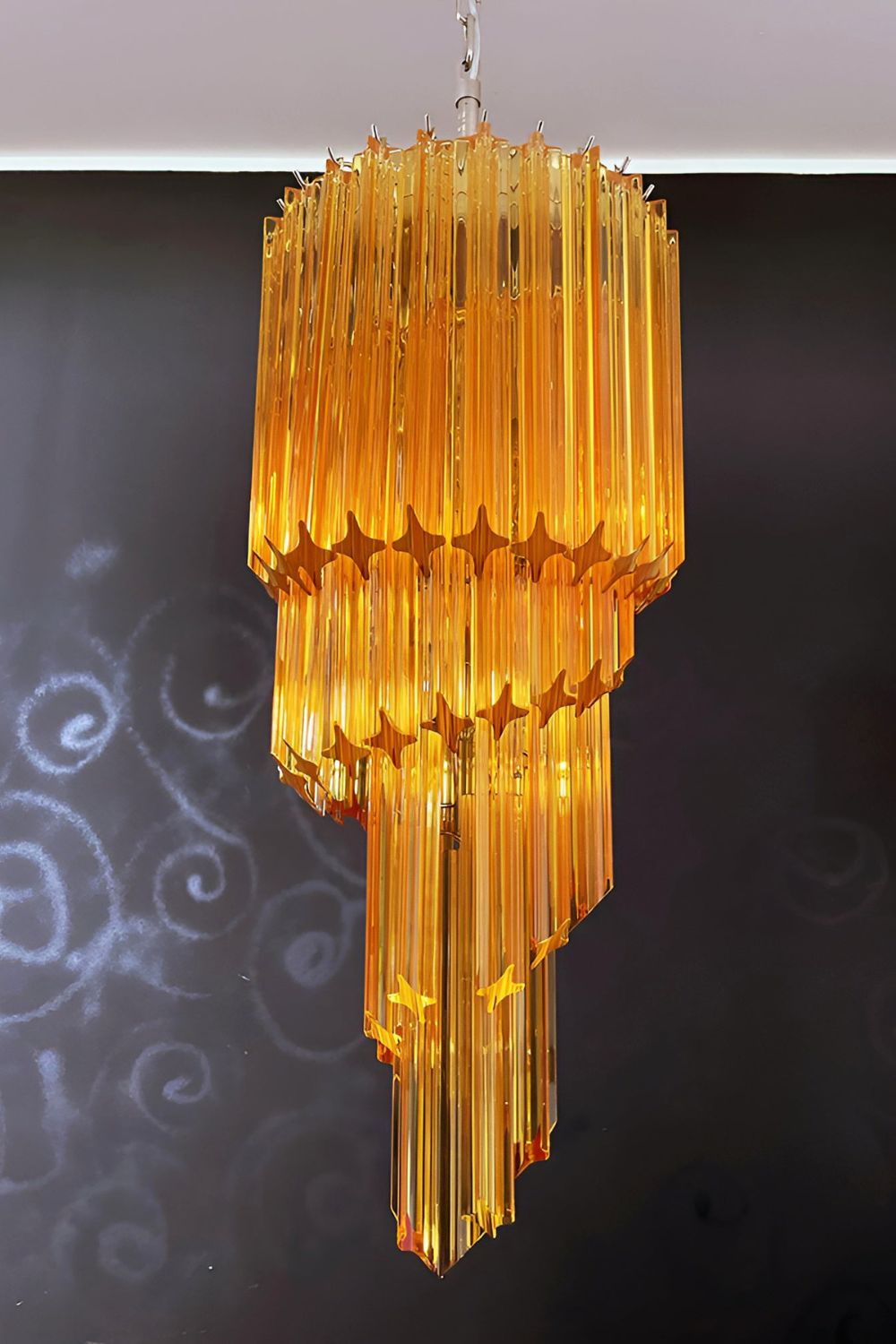 Amber Murano Glass Prism Spiral Chandelier - view 6 | vexalamps