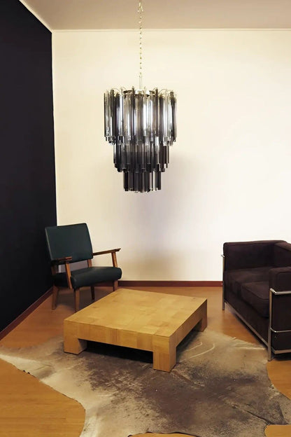 Smoked and Clear Art Glass Prism Chandelier - view 3 | vexalamps