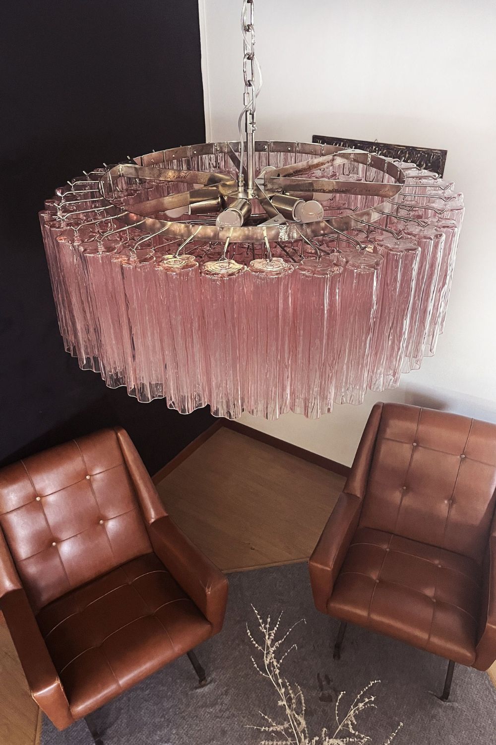 Pink Art Glass Tube Chandelier - view 5 | vexalamps