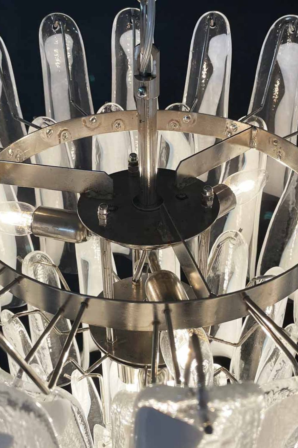 Clear Art Glass Petal Chandelier - view 5 | vexalamps